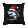 Shark Santa Hat Christmas Lights Sharkmas Tree Boys Girls Throw