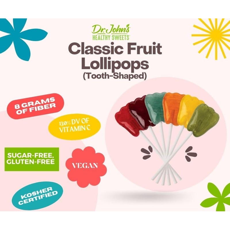 Dr. John’s Sugar Free Candy, Healthy Lollipops with Zero Sugar,