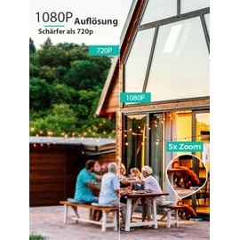 Reobiux 1080P Outdoor Surveillance Camera, Outdoor / Indoor Surveillance Camera with Coloured Night Vision, 2.4/5 GHz WiFi, Motion Detection, Alarm, Wired, 2-Way Audio, Outdoor, USB, IP66