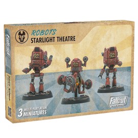 Modiphius Entertainment: Fallout: Wasteland Warfare - Robots: Starlight Theatre Staff -3 Figures, 32mm Unpainted Resin RPG Miniatures, Nuka World Wave