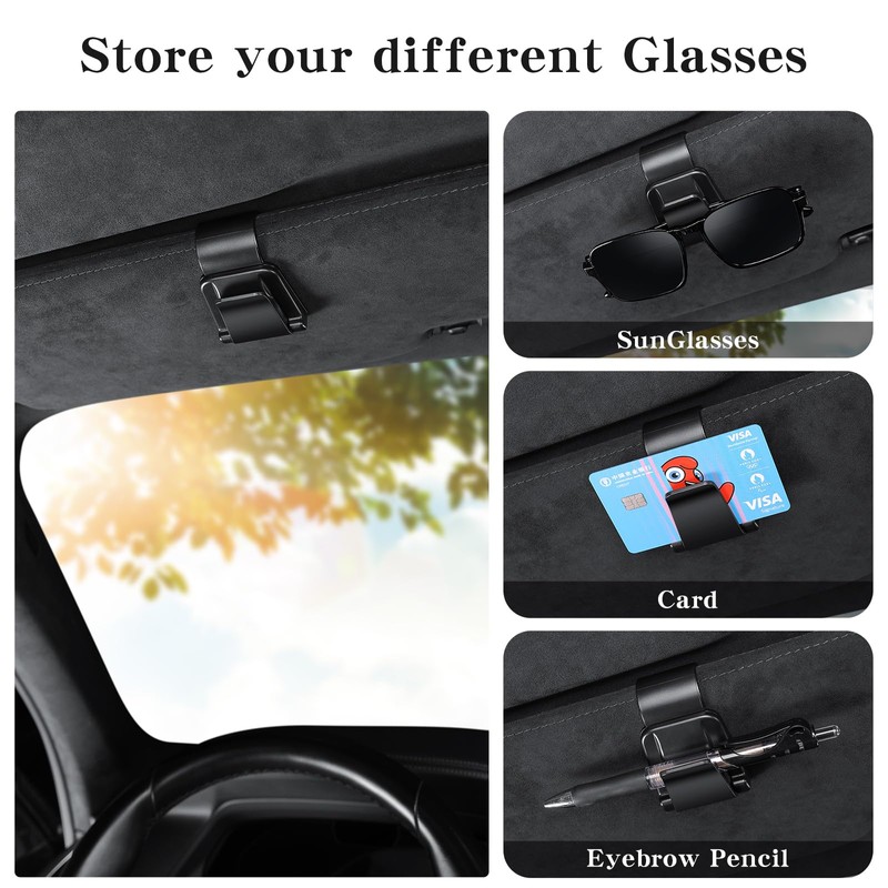 KAFANLIN 2 Pack Sunglass Holder for Car Visor Clip Eyeglass