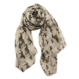 World of Shawls Horse Print Design Ladies Girls Scarf Scarves Shawl Wrap Maxi Sarong (Running Horse Cream)