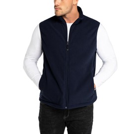 33,000ft Men's Fleece Vest, Lightweight Warm Zip Up Polar Vests Outerwear with Zipper Pockets, Sleeveless Jacket for Winter