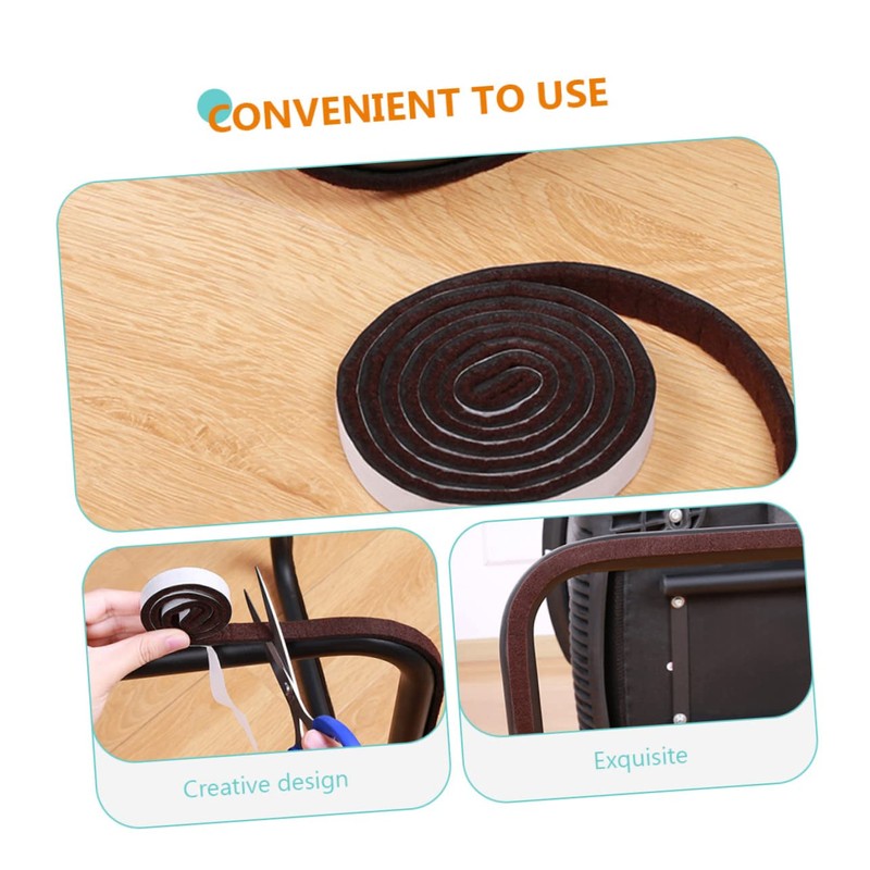 Tofficu 2Pcs Heavy Duty Self Stick Felt Furniture Strip Durable