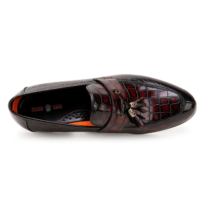 Men's Tassel Loafer, Classic Casual Dress Shoe, Wine Leather Tassel