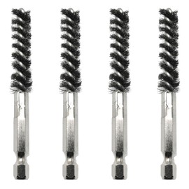 SQXBK 4pcs 1/4 Golf Shaft Cleaning Pipe Brush 80 * 9mm/3.15 * 0.35inch Stainless Steel Hole Brush Wire Brush Cleaning Tool Hexagonal Shank Power Drill Wire Brush for Wood and Iron