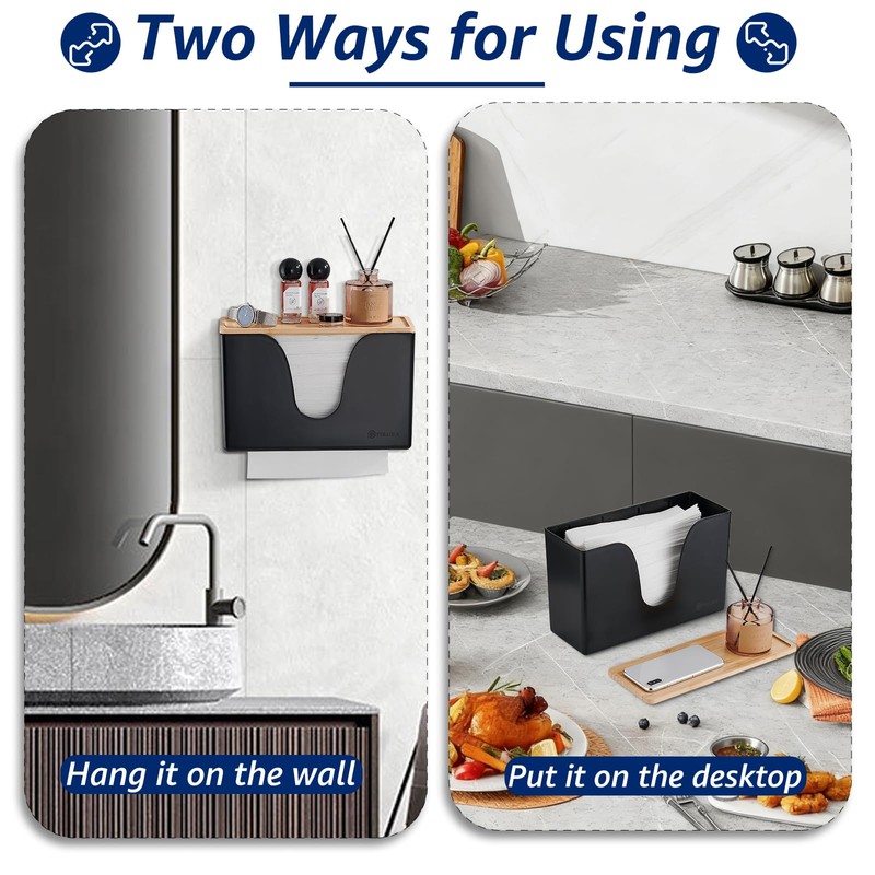 Pollock Paper Towel Dispenser with Lid,Wall Mount or Countertop
