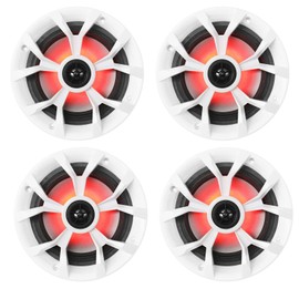 Rockville (4) Rockville RKL65MBW 6.5" 700w Marine Boat Speakers w/LED+Black/Wh