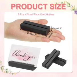 PATIKIL Wood Place Card Holders, 8 Pcs Rustic Cards Display Stands Table Number Stands for Food Signs Picture Retail Shop Parties Wedding Cafe Home, Black