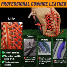 AliBall Baseball Glove Lace, Genuine Cowhide Lace 81 Inch, Perfect Quick Repair Baseball Glove Repair Lacing Kit (Orange)