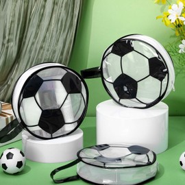 Reginary 12 Pcs Soccer Cosmetic Bag Gifts Accessories for Makeup Bags Soccer Clear PVC Cheer Case Toiletry Zipper Pouch Waterproof Travel Toiletry Handbag Purses Organizer for Soccer Team Gift