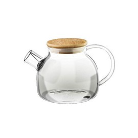 Wilmax Thermo Glass Tea Pot With Bamboo Lid And Removable stainless steel Spring Infuser (32 Fl Oz)|Open Stove Safe