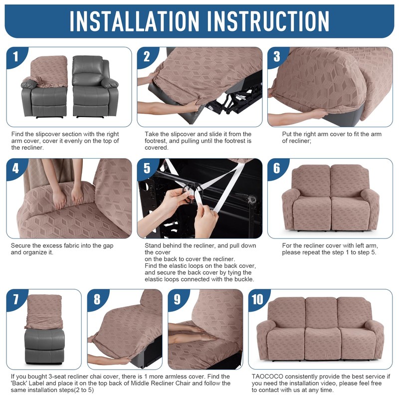 TAOCOCO Recliner Sofa Covers Stretch Reclining Couch Cover, Jacquard Recliner