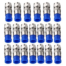 ESUMIC® RG6 F Type Connector Coax Coaxial Compression Fitting, Coax Adapter Pack of 20 (Blue)