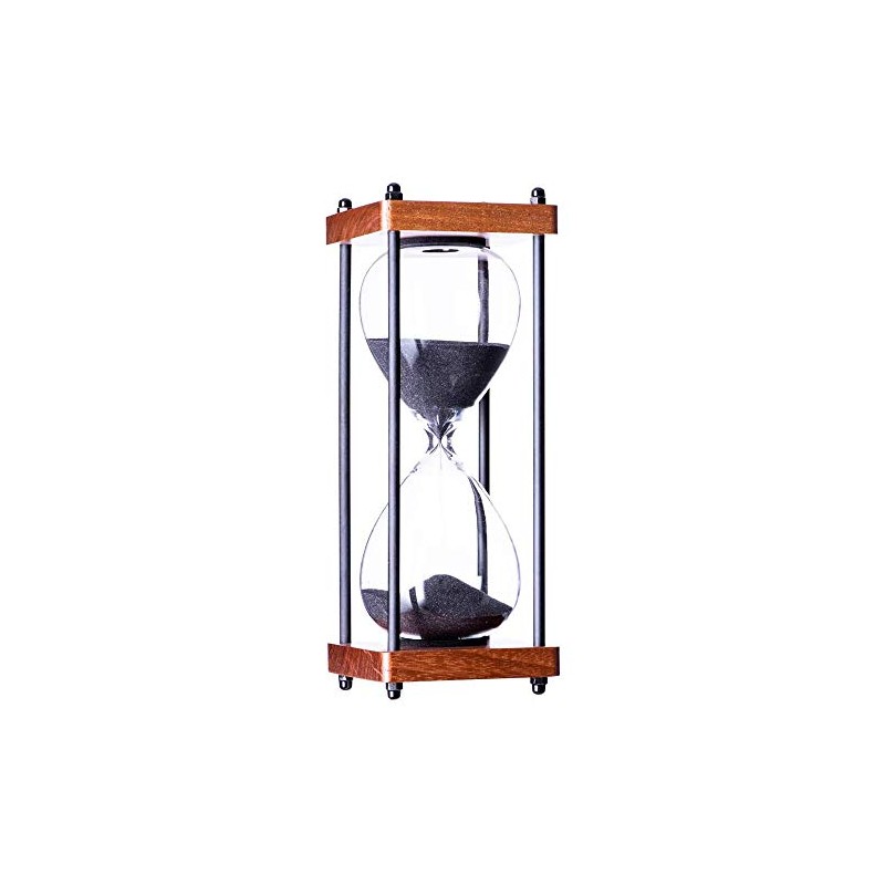 Large Hourglass Timer 60 Minute, Decorative Wooden Sandglass, Black