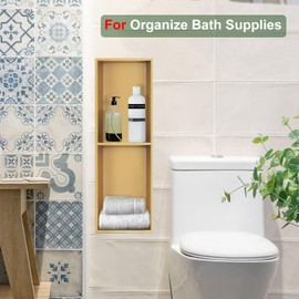 Elefloom Shower Niche, Stainless Steel Elegant Bathroom Niche, No Tile Needed Recessed Shower Shelf Organizer for Storage