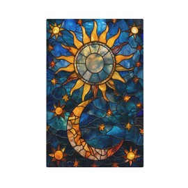 YIJIKJY Light Switch Cover Sun Moon Glass Painting Boho Art Decorative Switch Plates 1 Gang Blank No Device Outlet Covers Electrical Wall Plates for Bathroom Bedroom Decor
