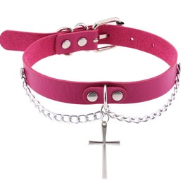 LAFATINA Goth PU Leather Cross Choker Collar Necklaces for Women Girls Punk Costume Jewelry for Men Necklaces Adjustable
