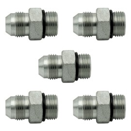 3/16" JIC Male x #3 SAE/ORB Male Straight Converter Hydraulic Pipe Adapter Fitting (5-PACK) | 6400-03-03