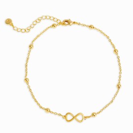 Sonateomber Gold Infinity Rhinestone Waterproof Ankle Bracelets for Women, Dainty Cute Love Foot Anklets Adjustable Summer Beach Jewelry Gifts