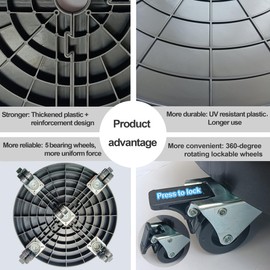 2 Pack 16 Inch Heavy Duty Plant Caddy with 360° Lockable Wheels,500 Lbs Capacity,Outdoor Indoor Rolling Plant Stand with Casters,Black Large Plant Dolly Potted Planter Cart for Big Flower Plant Pots