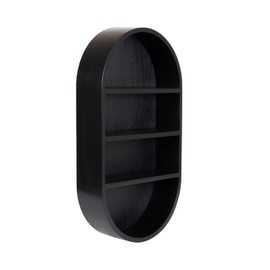 Kate and Laurel Hutton Modern Capsule Wall Shelf; 16 x 28; Black; Minimal Round Oval Wall Shelves for Above Toilet Bathroom Storage