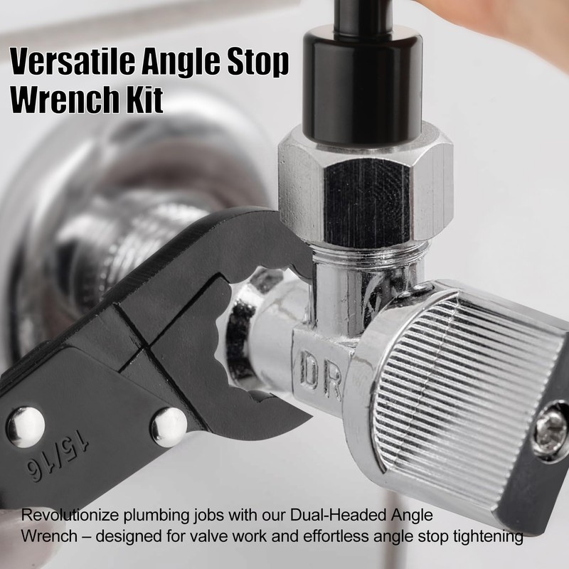 Trvoxviq Plumbing Tools Angle Stop Wrench Kit, Adjustable Plumber Wrench