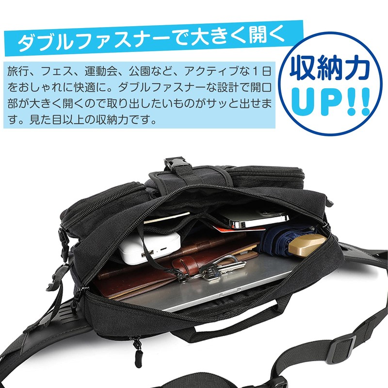 IDEASHOW 2-Way Waist Bag, Multi-functional Waist Pouch, Storage Capacity, Body