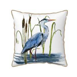 Velvet Throw Pillow Cover Animal Heron in Weeds Birds Gold Edge Pillowcases Home Decor Pillow Cases Standard Size 18×18 for Sofa Car Chair Bedroom Living Room Cushion Covers