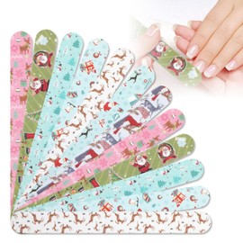 12Pcs Nail Files 150/150 Grit, Colorful Random Pattern Emery Boards for Nails, Christmas Double Sided Reusable Manicure Pedicure Tools, Fingernail Files for Women Girls Natural & Acrylic Nails