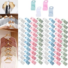 Woonsoon - Ganchos de Conector para Percha de Ropa de Ropa, 80 Unidades Resistentes, Mini Organizador de clóset Grueso de 20 Libras, Clips Extensores, Ganchos de conexión de 4 Colores para