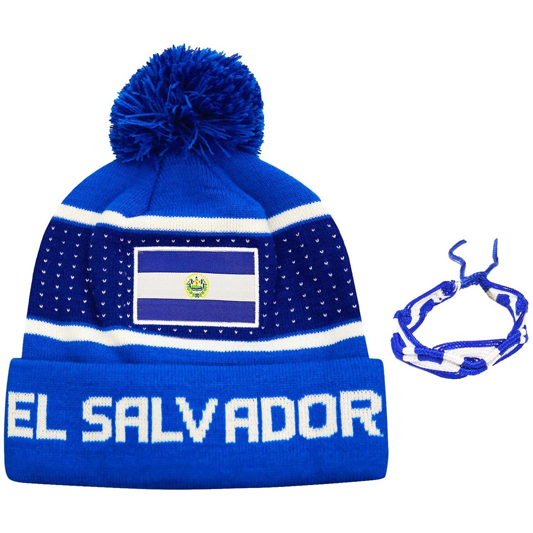 icon sports El Salvador Beanie hat Blue White National Team Adult Unisex Soccer 2020 2021 Logo Flag