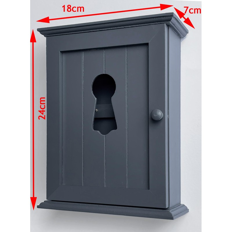 Dark Grey Key Cabinet - keyhole window