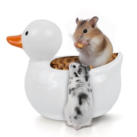 Hamster Food Bowl, Small Animals Food Bowl, Duck-Shaped Ceramic Small Pets Feeder, for Gerbil, Hedgehog, Rat, Rodent