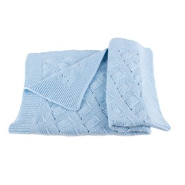 Love Cashmere Boys' Luxury 100% Cashmere Baby Blanket - Baby Blue - hand made in Scotland