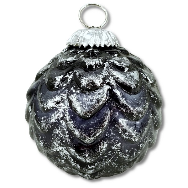 Glass Christmas Bauble Black - A - 8.5 x 10