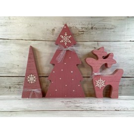 Agape Gifts Designs AGD Christmas Decor - Merry Retro Mid Century Pastel  Deer Tree 3pc