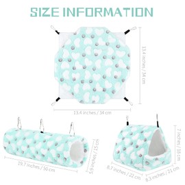 Tiibot Small Pet Cage Accessory Set - Hammock, Tunnel, Bed and Hideout for Guinea Pig, Hamster, Squirrel or Rabbit