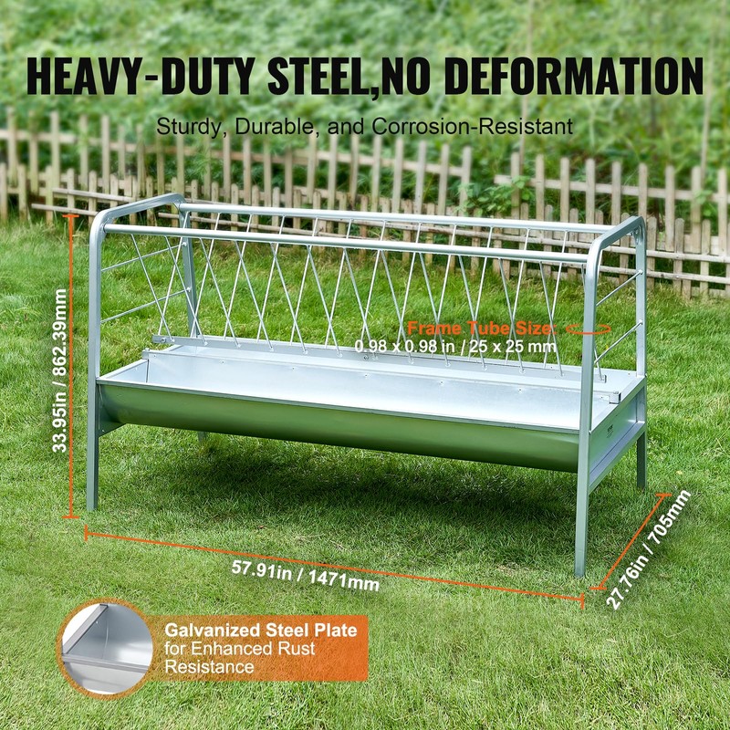 VEVOR 2 in 1 Livestock Hay Feeder, 80-Gallon Capacity, 59"