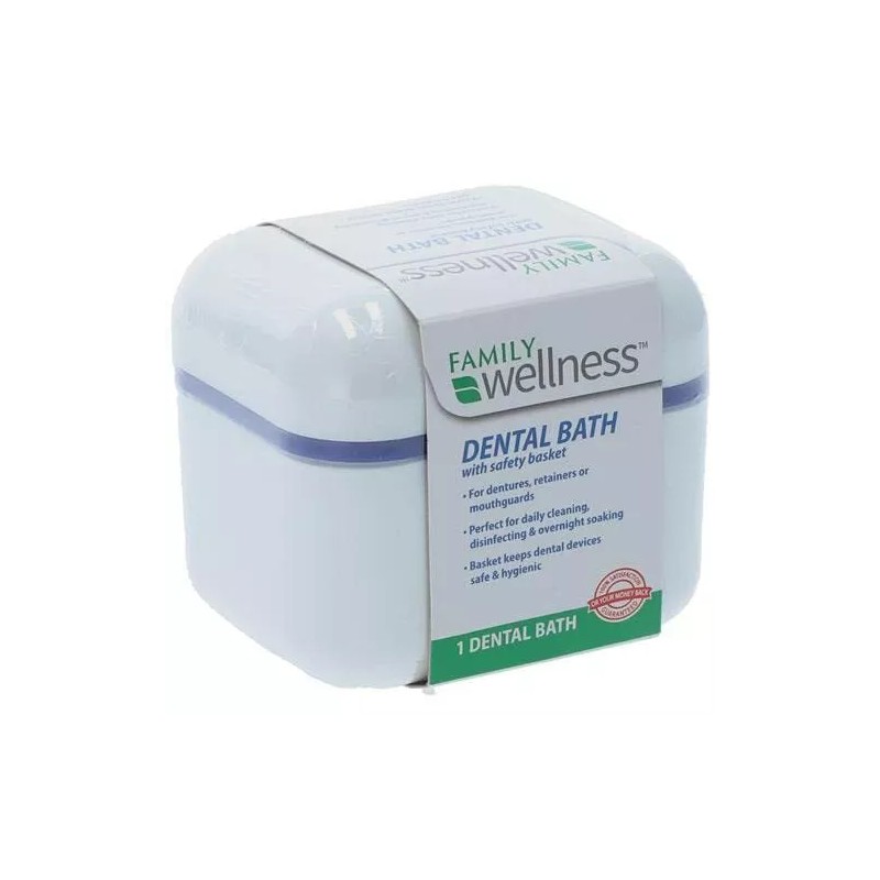 Family Wellness Denture Case, Denture Cup with Strainer Safety Basket,