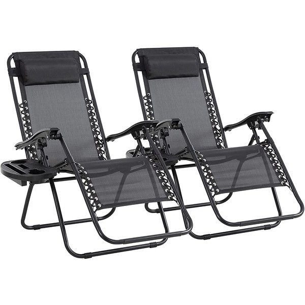 Zero Gravity Chair Folding Terrace Lounge, with Adjustable headrest Cup