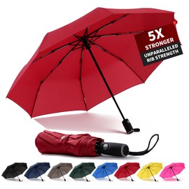 Anntrue Windproof Travel Umbrella, Auto Open Close Lightweight Compact Portable Backpack Folding Umbrella, Perfect for Car, Purse, Men and Women(Burgundy)