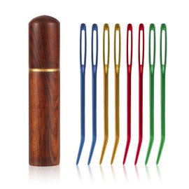 8pcs Large Eye Darning Needles for Wool, Stainless Steel Embroidery Needles Large Eye Hand Knitting Needles Tapestry Needles Yarn Sewing Needle with Wooden Needle Case for Crochet Projects