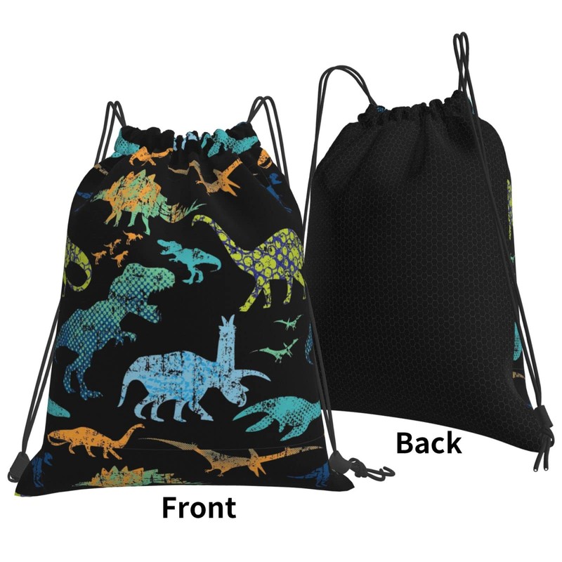 Richugui colorful Bags Drawstring Backpack Cartoon Dinosaur Drawstring Sports Gym