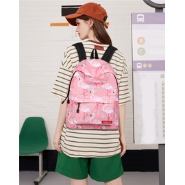 FORRICA Laptop Rucksack Süßer Schultasche für Mädchen College Ranzen Schulrucksack 14 Zoll Leichte Freizeit Tagesrucksack Damen Reise Daypack Flamingo E