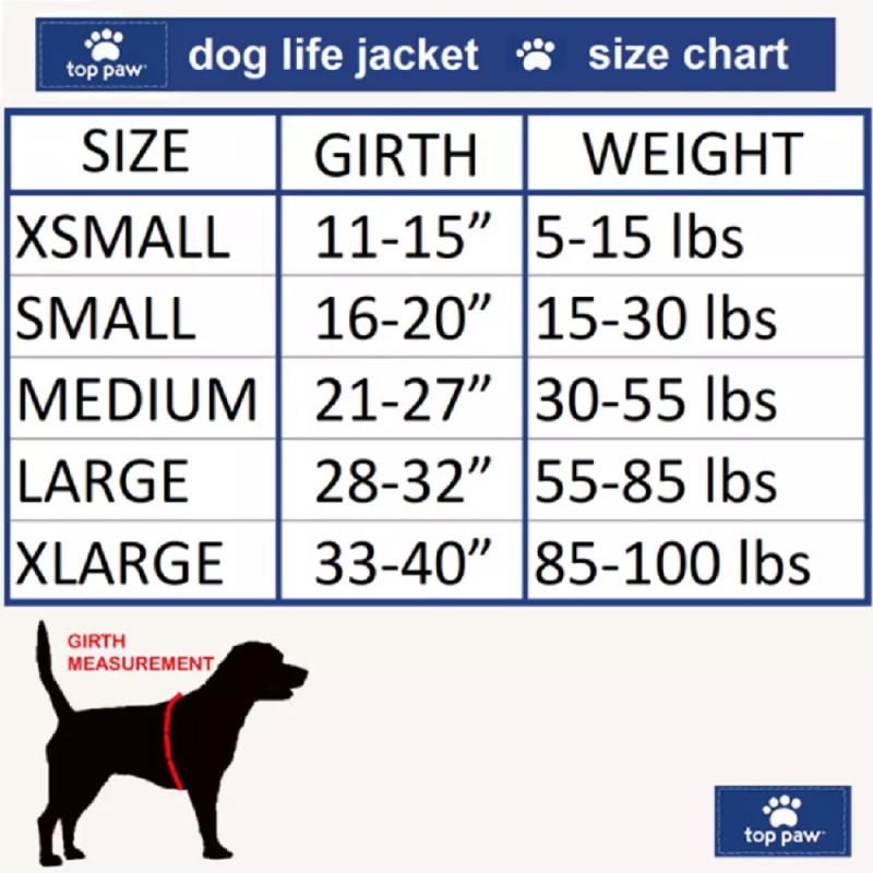 top paw Adjustable DOG LIFE JACKET Medium For dogs 30-55
