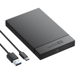2.5 Inch Hard Drive Enclosure, 6Gbps USB 3.1 Gen 1 to SATA III High-Speed Transmission for 7-9.5MM HDD SSD Enclosure, USB-C to USB-A, Support UASP Trim (Black)