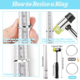 Ring Sizer Kit Tool Measuring Set - Jewelry Ring Size Mandrel with Aluminum Mandrel Metal Ring Sizers Enlarger Expander Adjuster for Finger Rings DIY(10-Ring Size Shaper Tool)