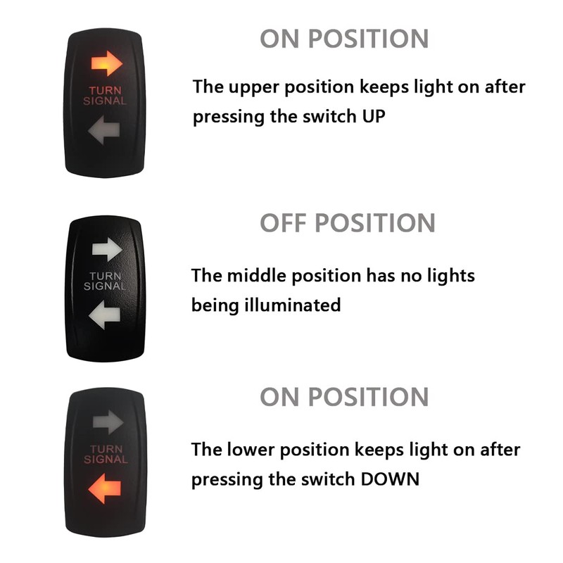 Amber Led Turn Signal Rocker Switch 7 PIN ON-Off-ON DPDT