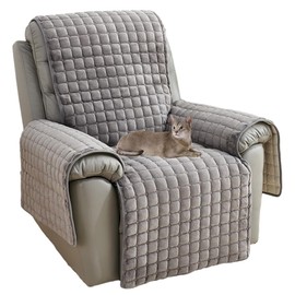 NUODWELL Recliner Chair Cover, Plush Non Slip Armchair Cover, Super Soft Washable Sofa Slipcover Furniture Protector Cover for Kids and Pets (Grey, 53 * 190CM)